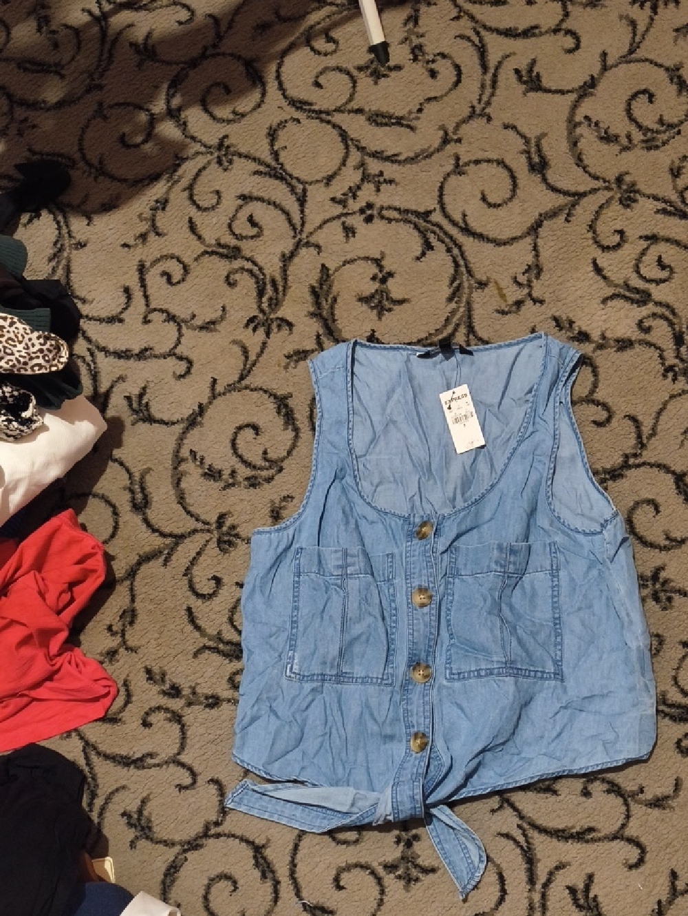 Express Light Blue Chambray Tank Top
